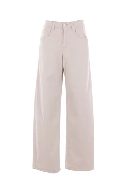 Brunello Cucinelli Embellished Twill Trousers In Nude