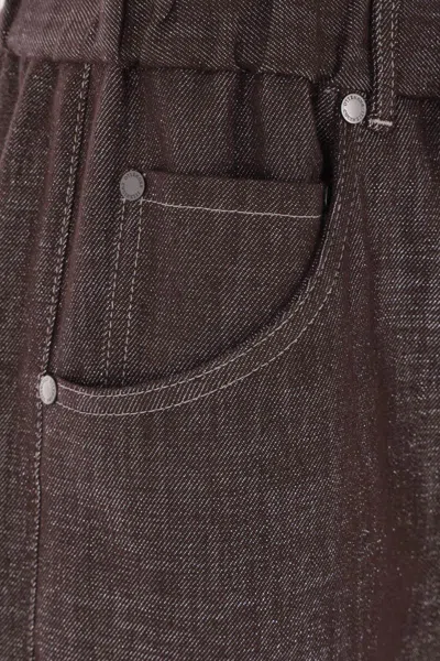 Brunello Cucinelli Trousers Wide Leg Drawstring Waist In Brown