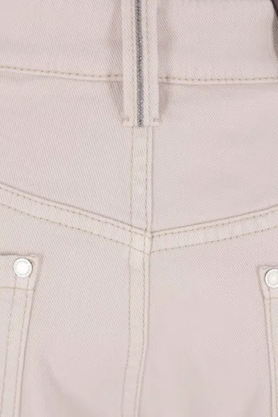 Brunello Cucinelli Embellished Twill Trousers In Nude