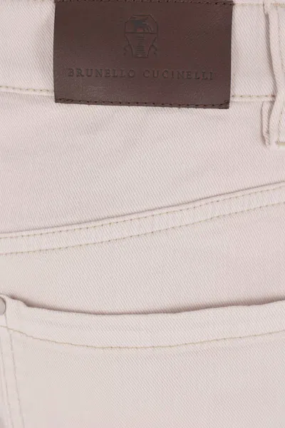 Brunello Cucinelli Embellished Twill Trousers In Nude