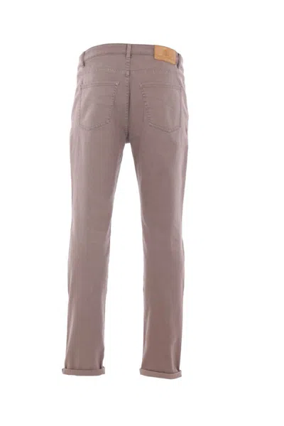 Brunello Cucinelli Men Taupe Garment-dyed Denim Traditional Fit Jeans In Pink