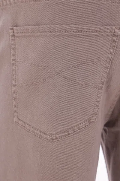 Brunello Cucinelli Men Taupe Garment-dyed Denim Traditional Fit Jeans In Pink