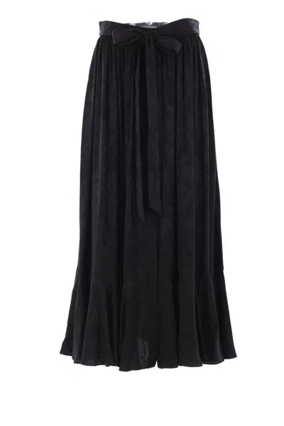 Chloé Gathered Midi Skirt In Silk Jacquard In Black