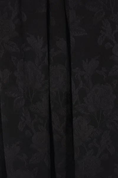 Chloé Gathered Midi Skirt In Silk Jacquard In Black