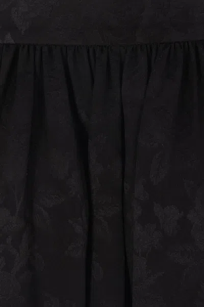 Chloé Gathered Midi Skirt In Silk Jacquard In Black