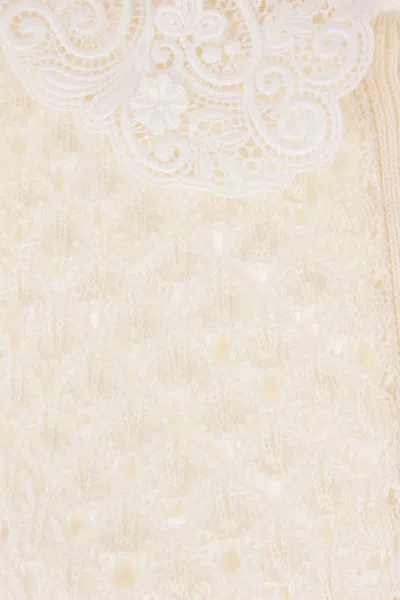 Chloé Women Ivory Knit Polo Shirt With Lace Collar In Neutral
