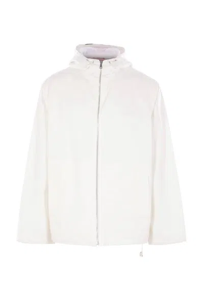 Gucci Cotton Web Hooded Drawstring Jacket In White