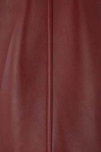 Gucci Biker Leather Jacket In Burgundy