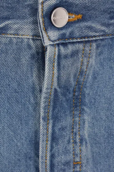 Gucci Womens Blue Wide-leg Mid-wash Denim Jeans