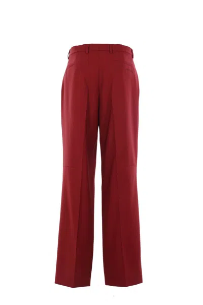 Gucci Women Wool Oversize Low-rise Trouser With Slit On The Front In Red