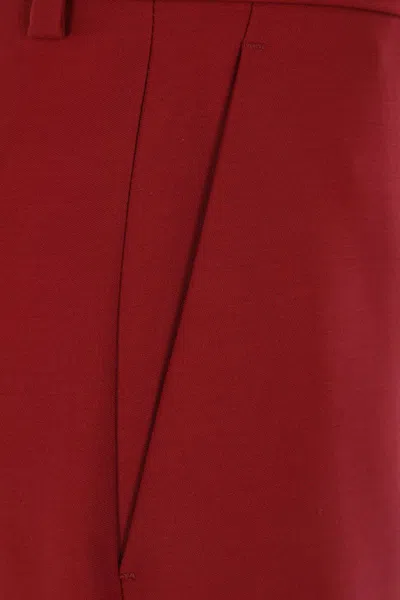 Gucci Women Wool Oversize Low-rise Trouser With Slit On The Front In Red