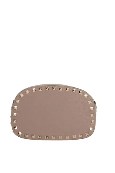 Valentino Chain Strap Studded Pebbled Texture Cross-body Bag In Gray