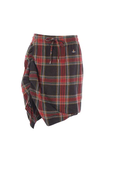 Vivienne Westwood Ruched Check Patterned Mini Skirt In Multi
