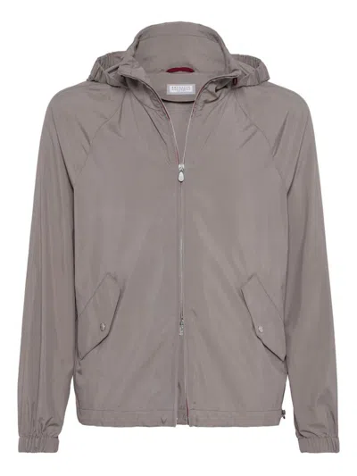 Brunello Cucinelli Water Resistant Blouson Jacket In Brown