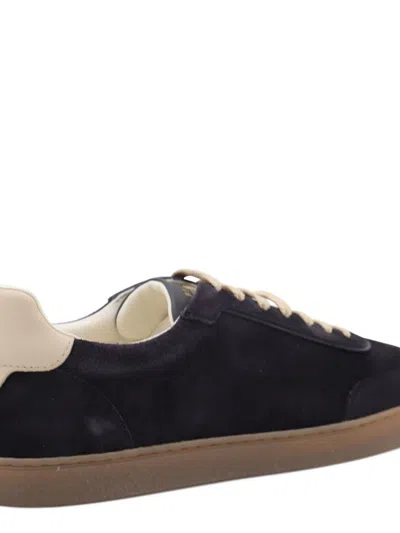 Brunello Cucinelli Blue Washed Suede Sneakers In Blue