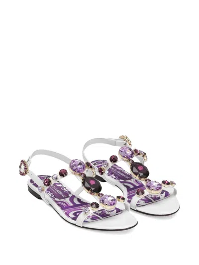 Dolce & Gabbana Embellished Leather Thong Sandals