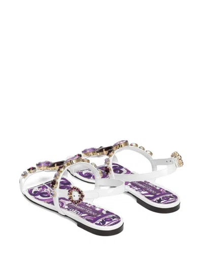Dolce & Gabbana Embellished Leather Thong Sandals