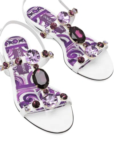 Dolce & Gabbana Embellished Leather Thong Sandals