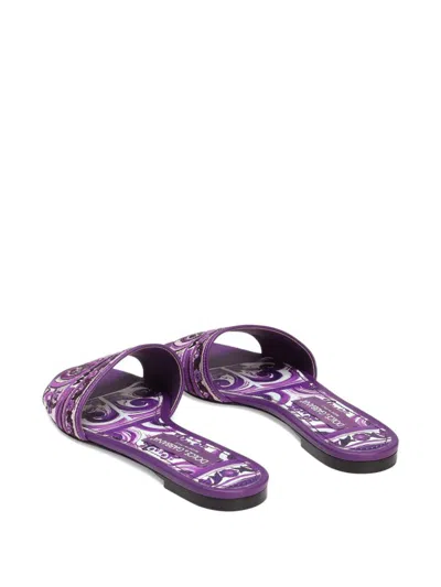 Dolce & Gabbana Maiolica Print Slides In Purple