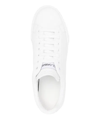 Dolce & Gabbana Men Portofino Leather Sneakers In White