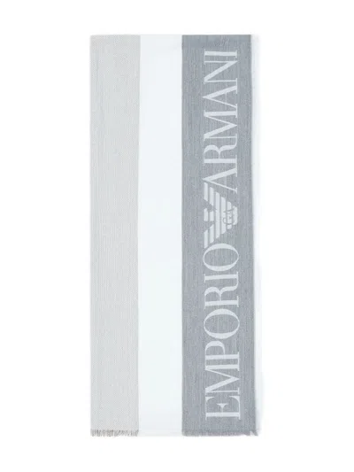 Emporio Armani Logo-jacquard Fringed Scarf In Multi