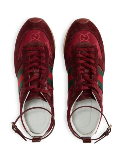 Gucci Re-motion Leather-trimmed Suede Sneakers In Brown