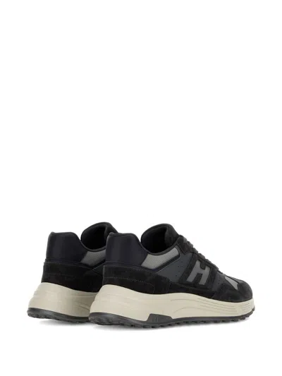 Hogan Suede And Smooth Leather Hyperlight Sneakers With Technical Fabric Inserts In Black