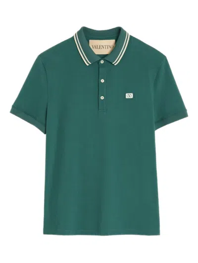 Valentino Polo Jersey Regular Embroidered Dreamatic In Green