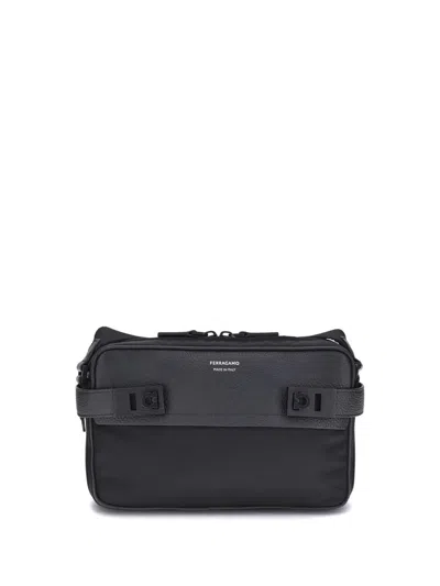 Ferragamo Functional Buckle Shoulder Bag With Custom Strap In Gray