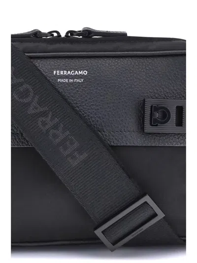 Ferragamo Functional Buckle Shoulder Bag With Custom Strap In Gray