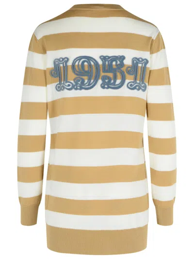 Max Mara 'fiemme' Virgin Wool Sand Cardigan In Nude