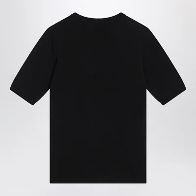 Max Mara Blue Crew Neck Sweater In Wool Women In Black