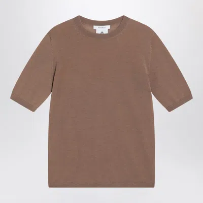 Max Mara Hazelnut-coloured Crew Neck Sweater In Wool Women In Brown