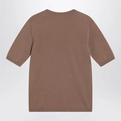 Max Mara Hazelnut-coloured Crew Neck Sweater In Wool Women In Brown
