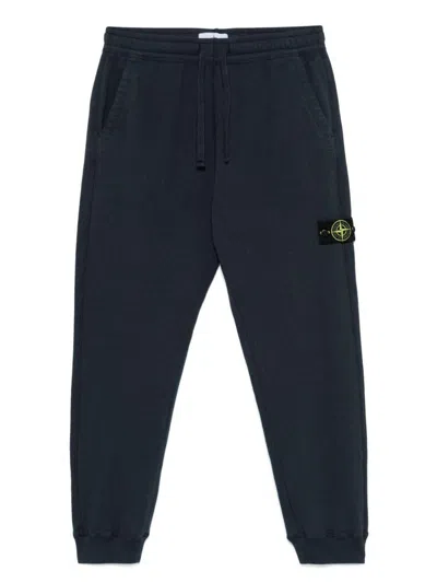 Stone Island Compass Patch Drawstring Jogger Pants In Blue