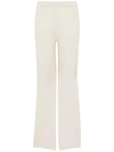 Kangra Cashmere Ivory High-waisted Wide-leg Trousers In White