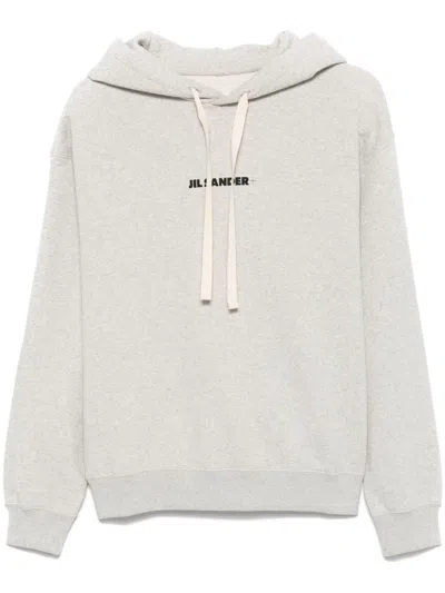 Jil Sander Grey Cotton Hoodie In Gray