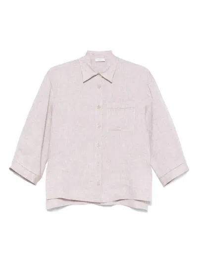 Peserico Beige Linen Shirt With Classic Collar
