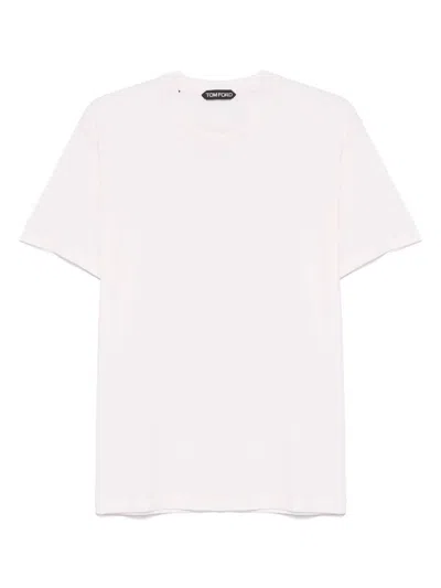 Tom Ford Pink Cotton Blend T-shirt In White