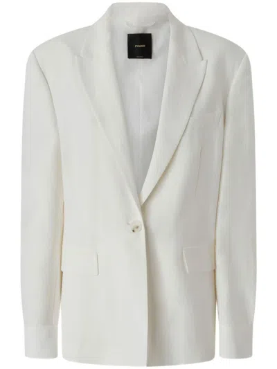 Pinko Tailored White Blazer With Adjustable Strap Detail In White