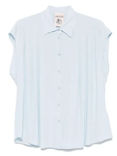Semicouture Semi Couture Short-sleeve Shirt With Soft Pleating Details