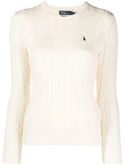 Polo Ralph Lauren Womens Cream Julianna Brand-embroidered Regular-fit Cotton-knit Jumper