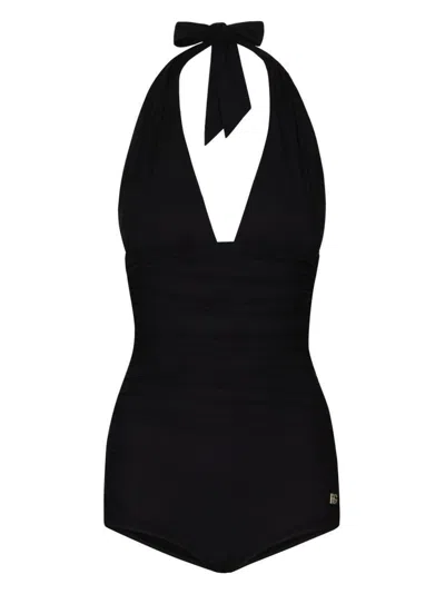Dolce & Gabbana Black Low-cut One-piece Swimsuit