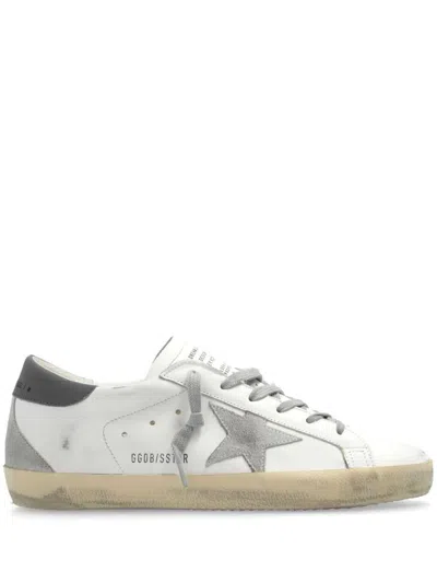 Golden Goose Super-star Leather Sneakers With Suede Grey Leather And Leather Grey Heel Tab Shoes