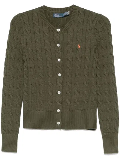 Polo Ralph Lauren Cable-knit Cardigan With Intricate Patterns And Cropped Design