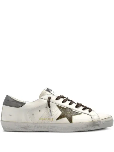 Golden Goose Super-star Sneakers With Lizard Effect Star And Grey Heel Tab