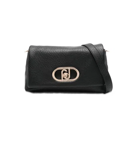 Liu •jo Liu Jo Textured Black Handbag With Gold-tone Hardware