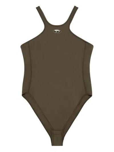 Diesel Christie-utlt High-neck Swimsuit In Brown