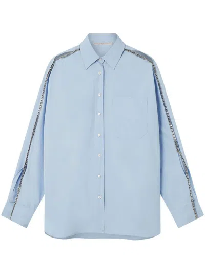 Stella Mccartney Light Blue Cotton Shirt With Chain Detail In Blue