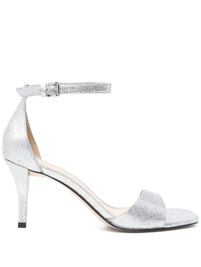 Michael Kors 'jaida' Glitter Silver-tone Heel Sandals